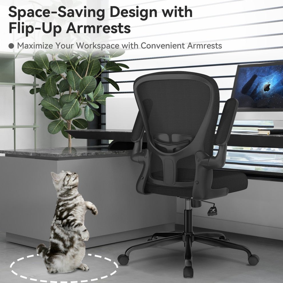 SEYNAR Ergonomic Breathable Mesh Desk Chair, Computer Chair with Armrests, Black