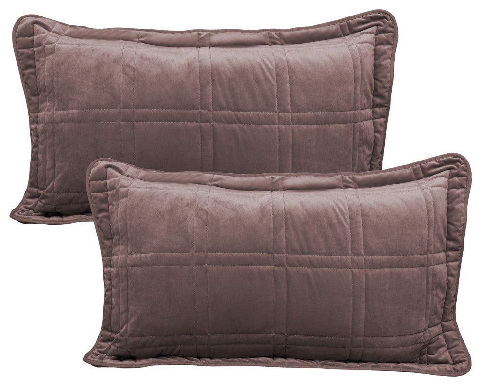 3 Piece Box Quilted Micromink King Bedspread, Seal Brown