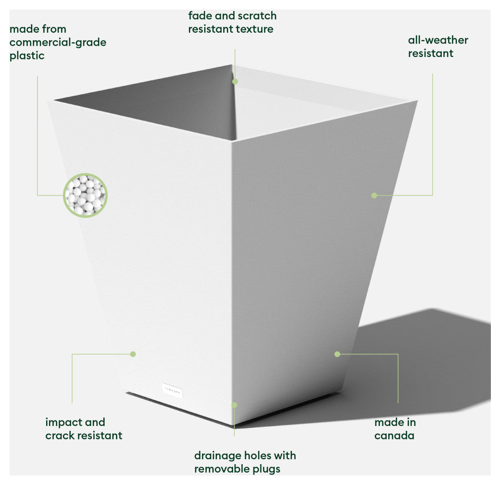 Nobleton Square Planter, White, 22 Inch, 1 Pack