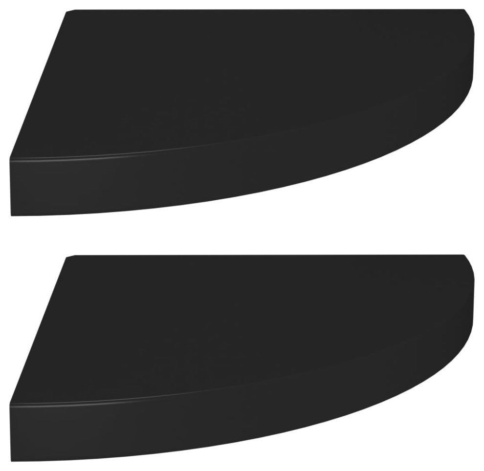 vidaXL Wall Corner Shelves Floating Corner Shelf Display Shelf 2 Pcs Black MDF