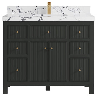 Sonoma 42" Single Sink Bath Vanity in Black Top, 2" Viola Night