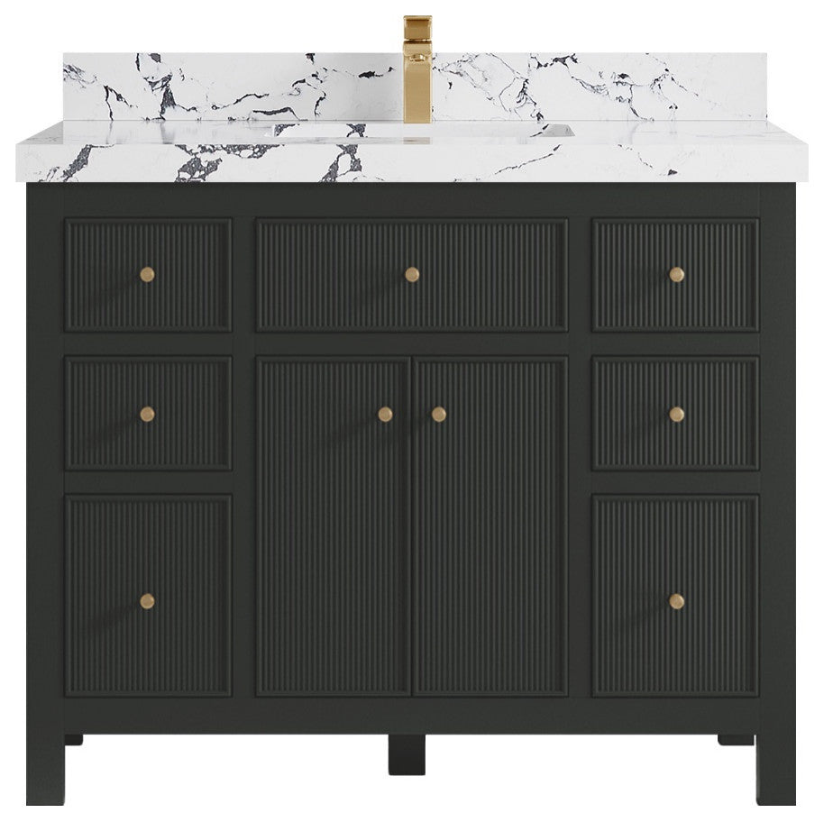 Sonoma 42" Single Sink Bath Vanity in Black Top, 2" Viola Night