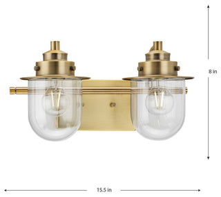 Northlake Collection Two-Light Vintage Brass Clear Glass Transitional Bath Light