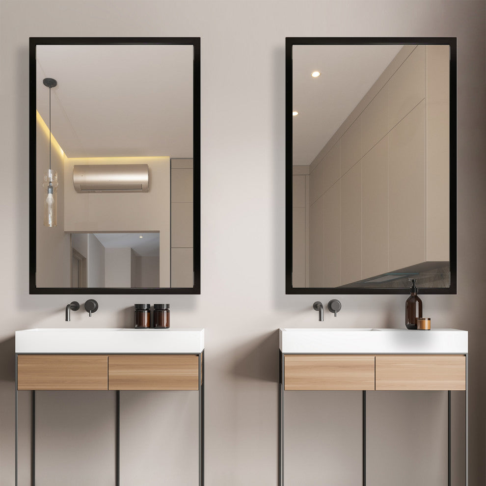 Black Aluminum Narrow Framed Mirror, 20x30