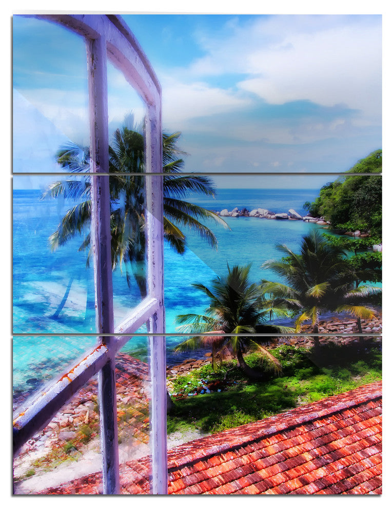 "Light House Window View" Photo Metal Wall Art, 3 Panels, 28"x36"