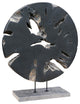Industrial Round Teak Wood Art Weathered Grey Large - Grey