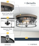 2 Light Flush Mount Ceiling Light Fixture, Farmhouse, Vintage