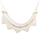 Boho Natural Cotton Hammock With Geometric Fringe, Wooden Bar