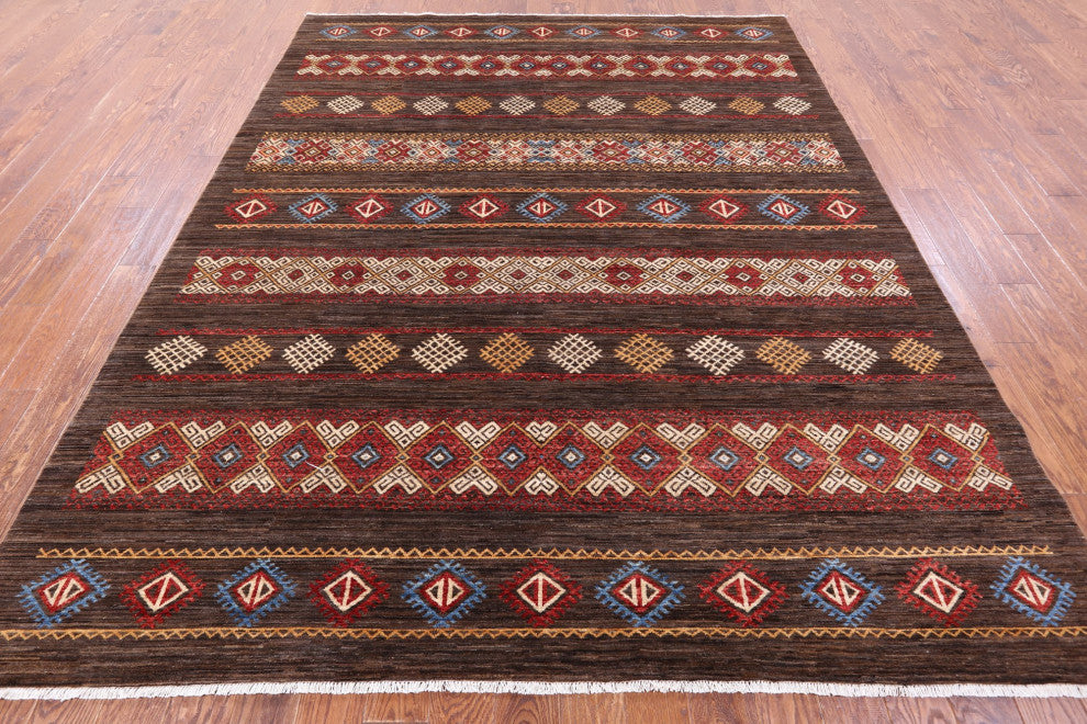 8' 1" X 10' 2" Persian Gabbeh Tribal Handmade Rug Q10205