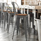 30'' High Indoor Clear Coated Counter Stool, Clear Coated/Teak