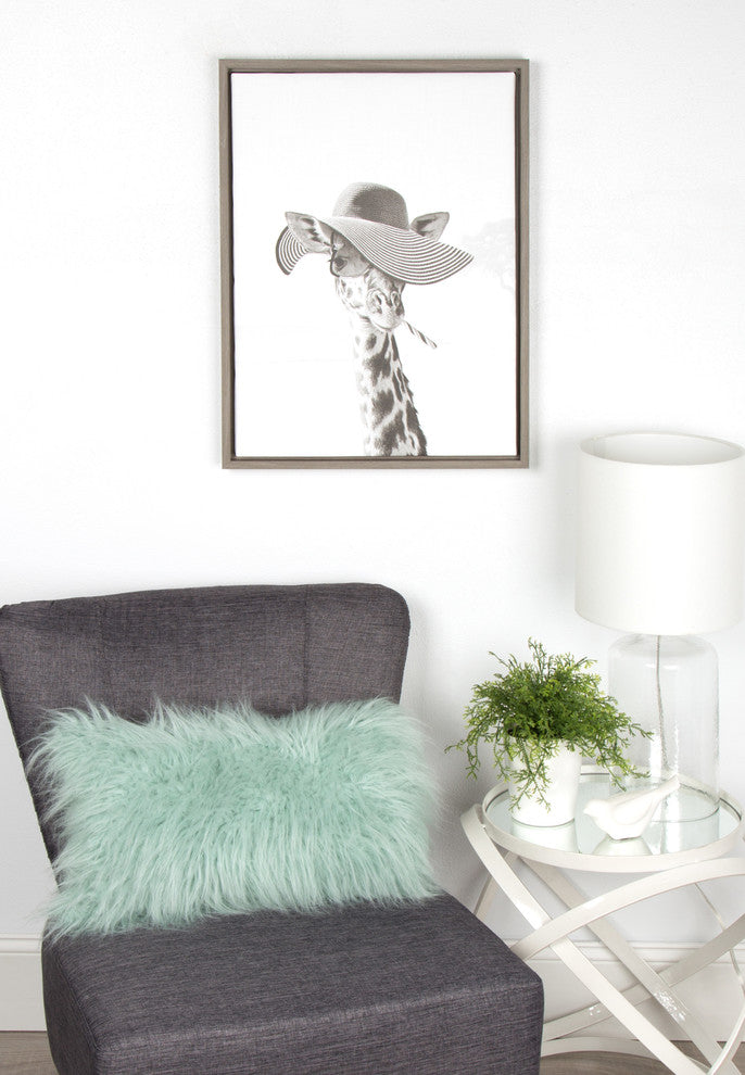 Sylvie Sarifa Giraffe Gray Framed Canvas Wall Art by Simon Te Tai