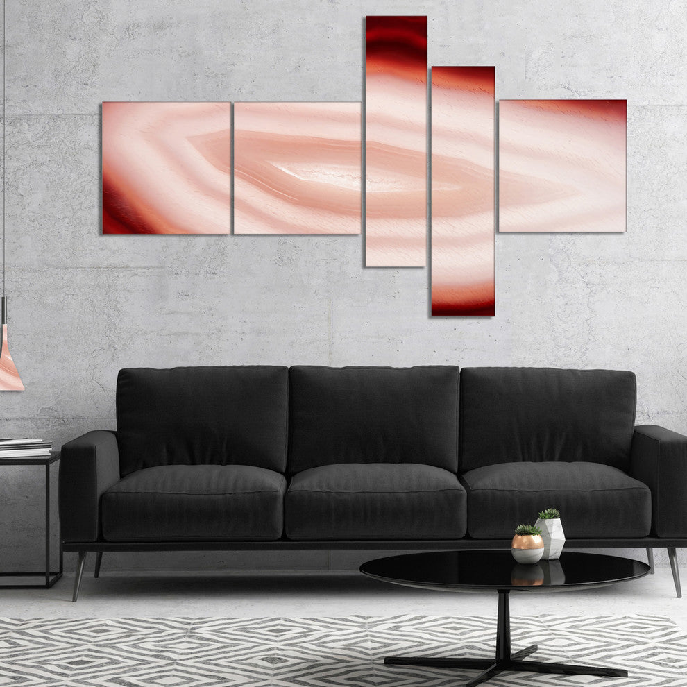 Agate with Chalcedony Geological Crystal, Abstract Canvas Art, 60"x32", 5 panels