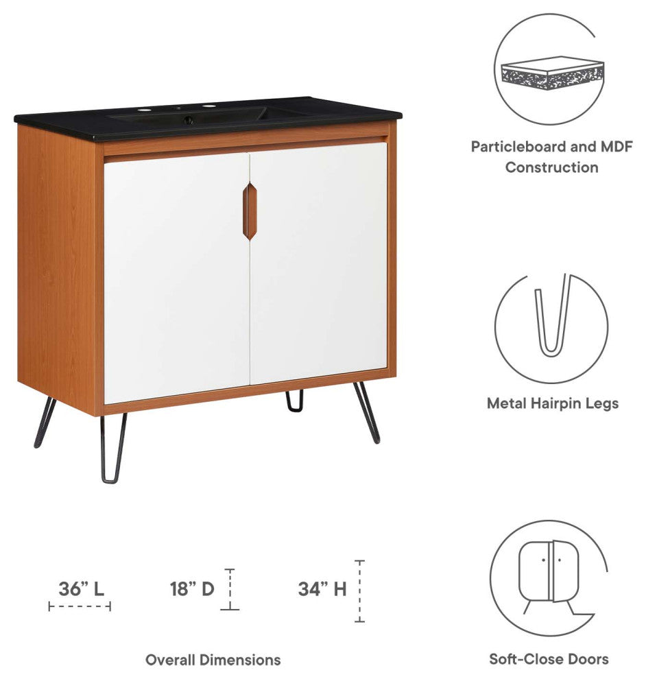 Energize 36" Bathroom Vanity, Cherry White Black