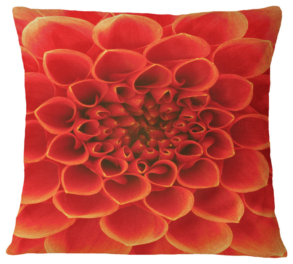 Orange Abstract Floral Design Floral Throw Pillow, 18"x18"