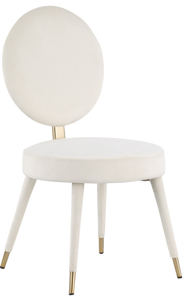 Brandy Velvet Upholstered Dining Chair, Set of 2, Cream