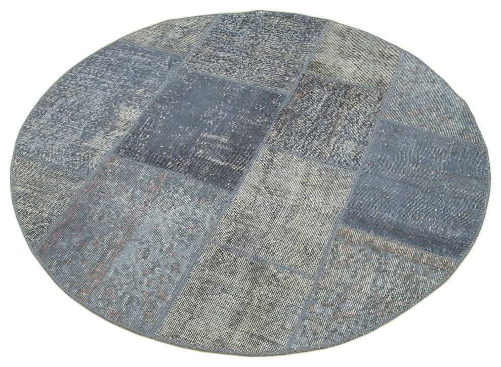 Rug N Carpet - Handwoven Oriental 4' 6" x 4' 6" Vintage Round Patchwork Rug
