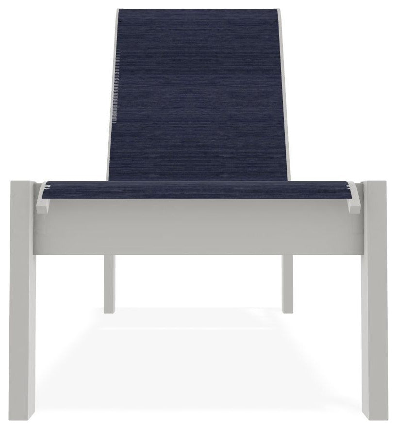 Leeward Sling Stackable Outdoor Chaise Lounge, Collect Indigo/Snow