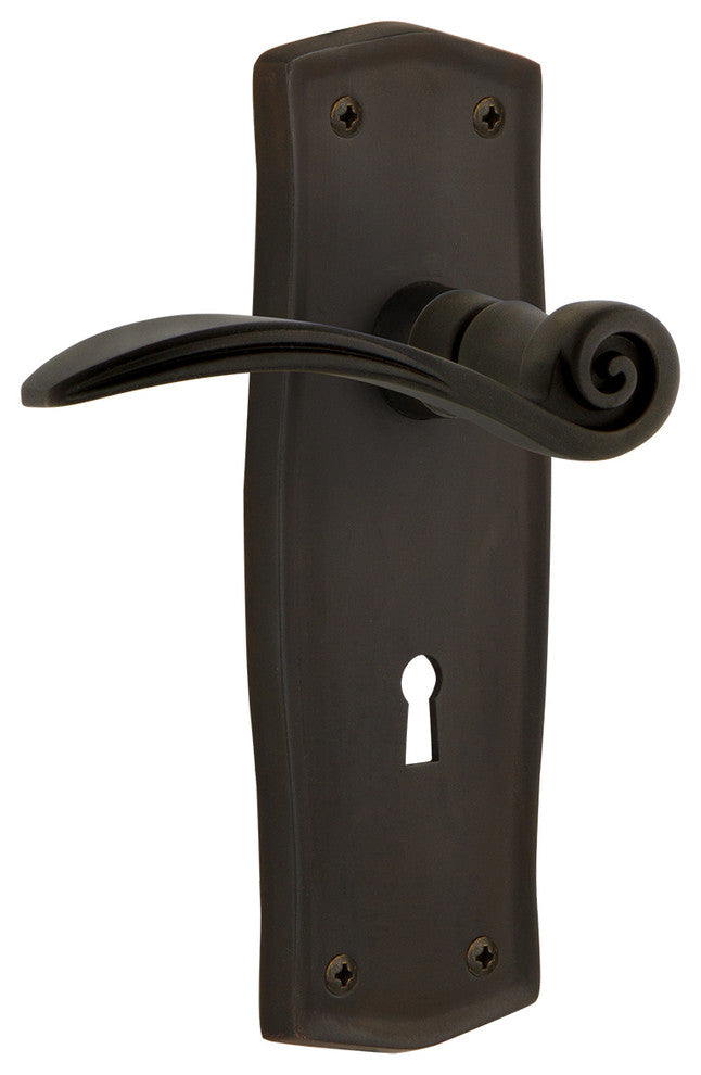 Prairie Plate With Keyhole Swan Lever, Oil-Rubbed Bronze, Passage, Non-Handed