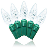 35 C6 Pure White LED Lights 6" Spacing On Green Wire