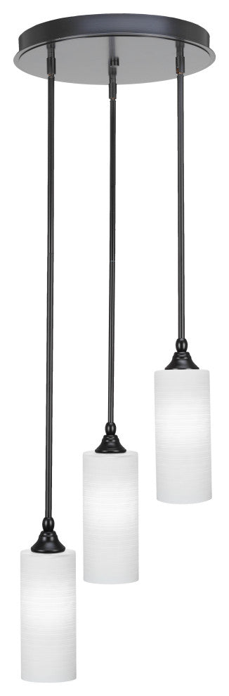 Empire 3-Light Cluster Pendalier, Matte Black/White Matrix