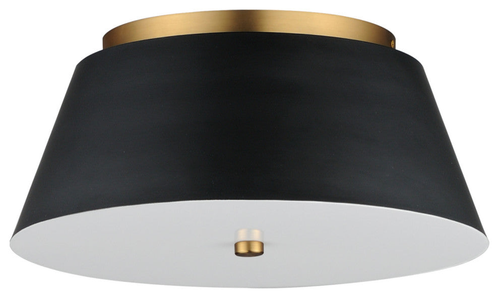 Maxim 10719 Miles 16"W LED Flush Mount Ceiling Fixture - Black / Natural Aged
