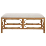 Laguna White Fabric Rattan Bench