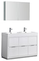 FrescaValencia48"Glossy White Free Standing Double SinkVanity w/Medicine Cabinet