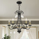 Daphne 5-Light Black Chandelier, Antique Brass Accents and Clear Crystals