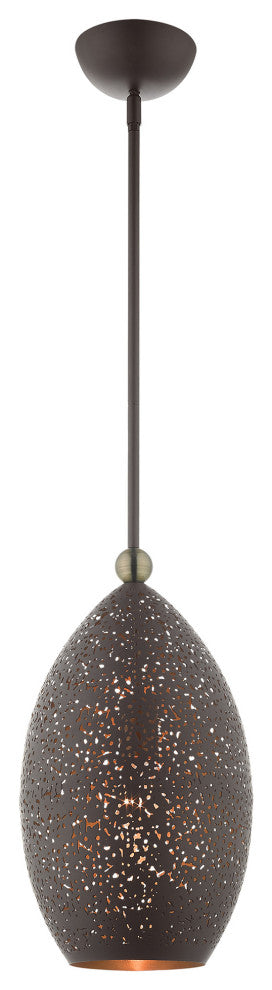 Livex Lighting Charlton 1 Light Bronze With Antique Brass Accents Pendant