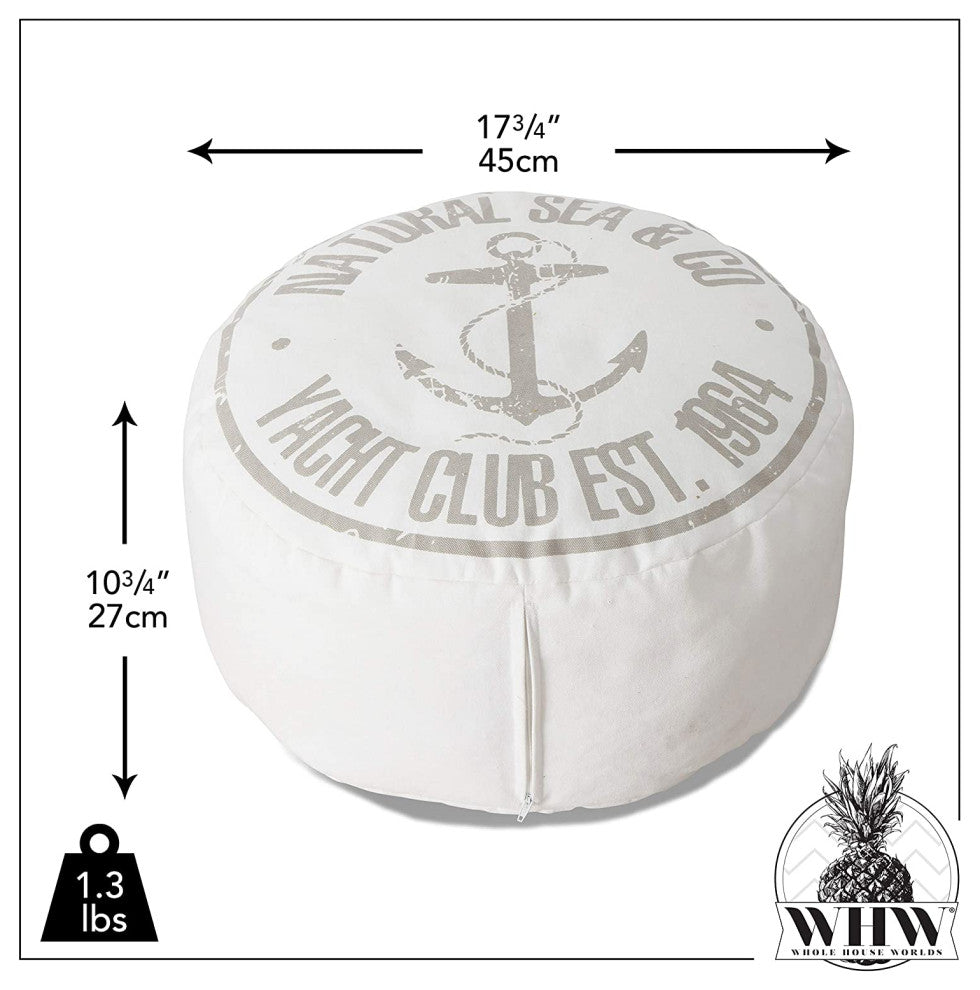Beige Canvas Pouf