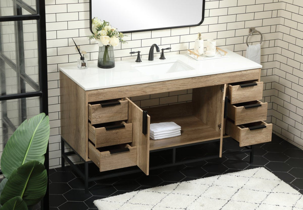Home Living 22" Modern Natural Oak-Light Bathroom Vanity