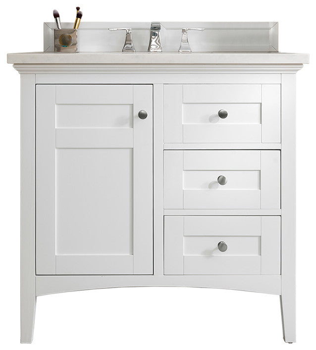 James Martin 527-V36-BW-3AF 36" Single Vanity with 3 CM Solid Surface Top