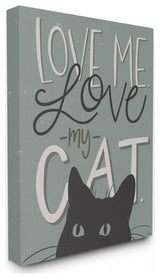 Love Me Love My Cat Phrase Black Cat Green Quote,1pc, each 24 x 30