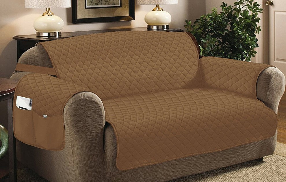Classic Quilted Furniture Protector Slipcover, Loveseat, Bronze