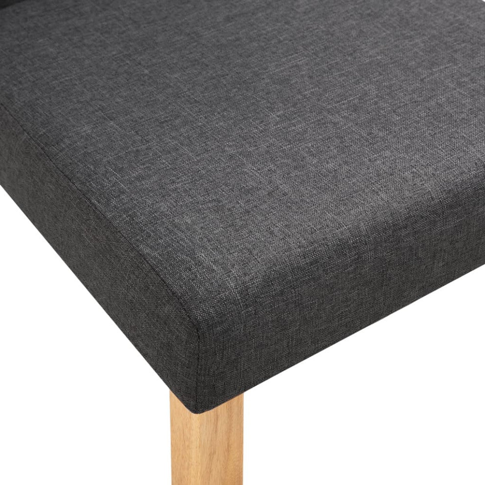 vidaXL Dining Chairs 6 Pcs Side Chair with Solid Wood Legs Dark Gray Fabric