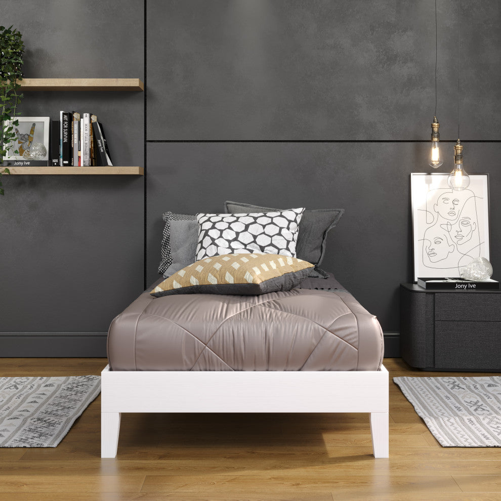 Nix Twin Platform Bed, White
