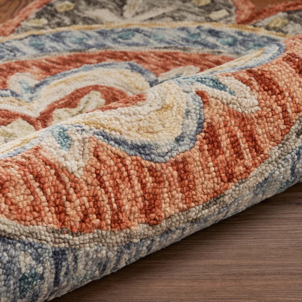 6' Round Orange Scalloped Edge Area Rug
