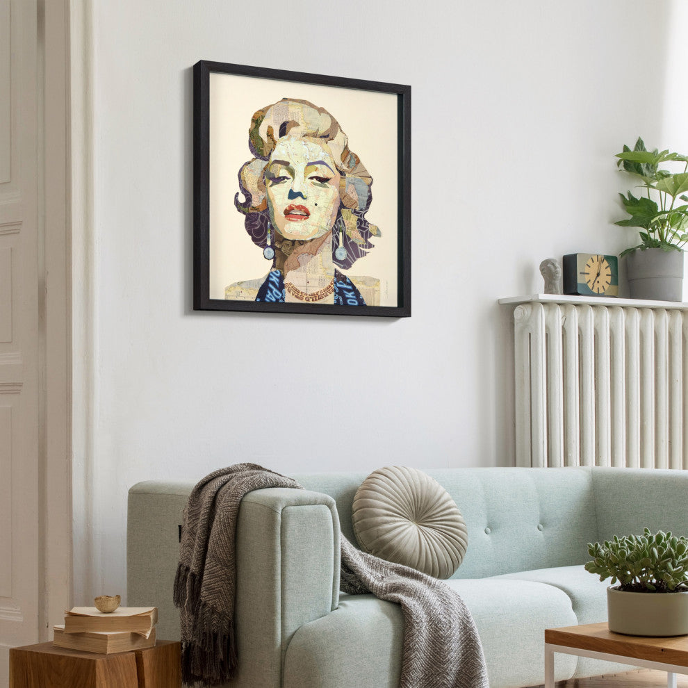 Homage to Marilyn Dimensional Collage Framed Graphic Art Under Glass Wall Art