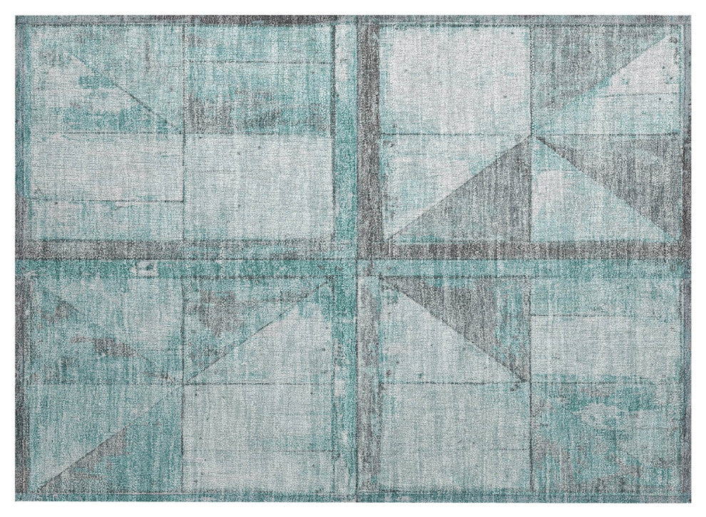 Machine Washable Indoor/Outdoor Chantille ACN1875 Teal 1'8" x 2'6" Rug