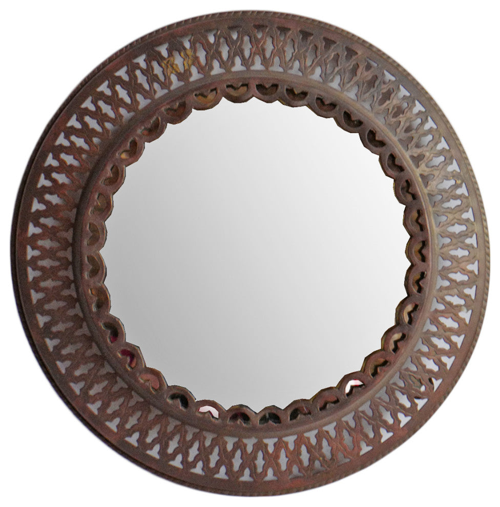 Round Vintage Brass Mirror