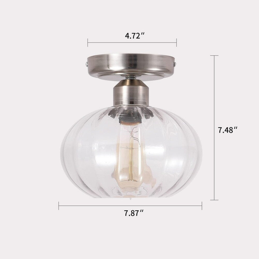 Modern Glass Semi Flush Mount Ceiling Light, Chrome