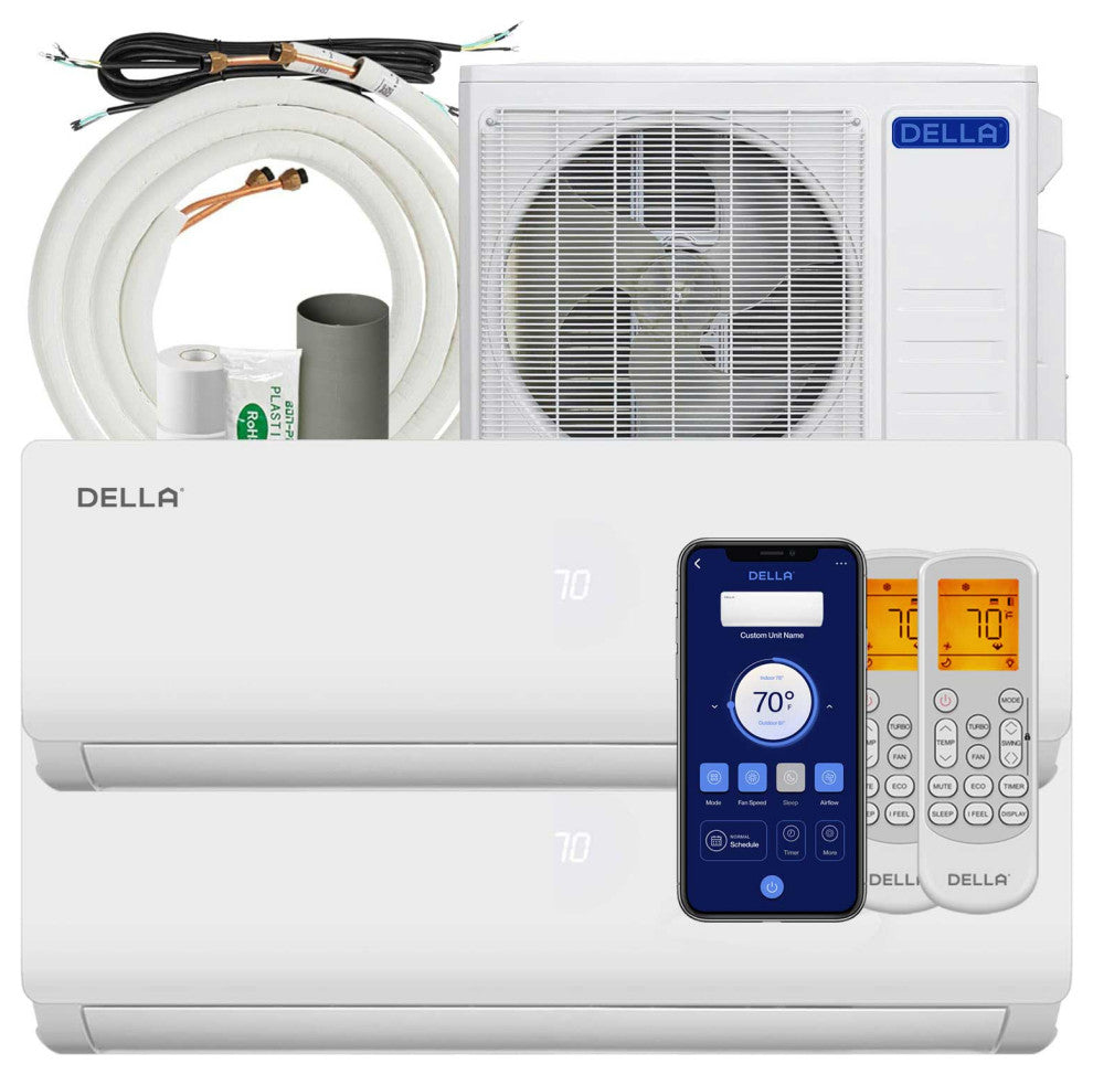 18K BTU 2 Zone 12K 12K BTU Multi Zone Ductless Mini Split AC W/ Heat