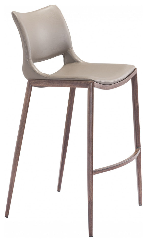 Set of Two Gray Faux Leather and Espresso Mod Ergo Bar Chairs