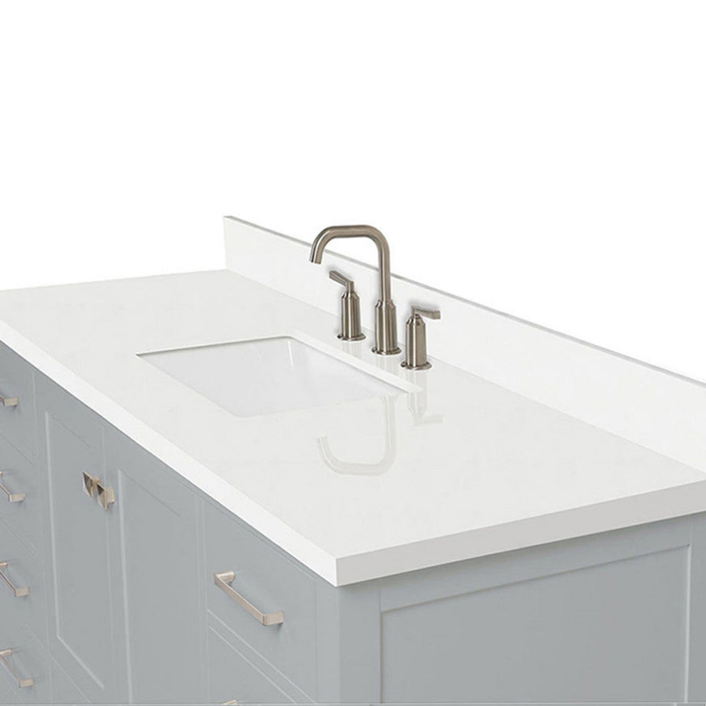ARIEL Cambridge 55" Single Rectangle Sink Bathroom Vanity Grey With Quartz Top