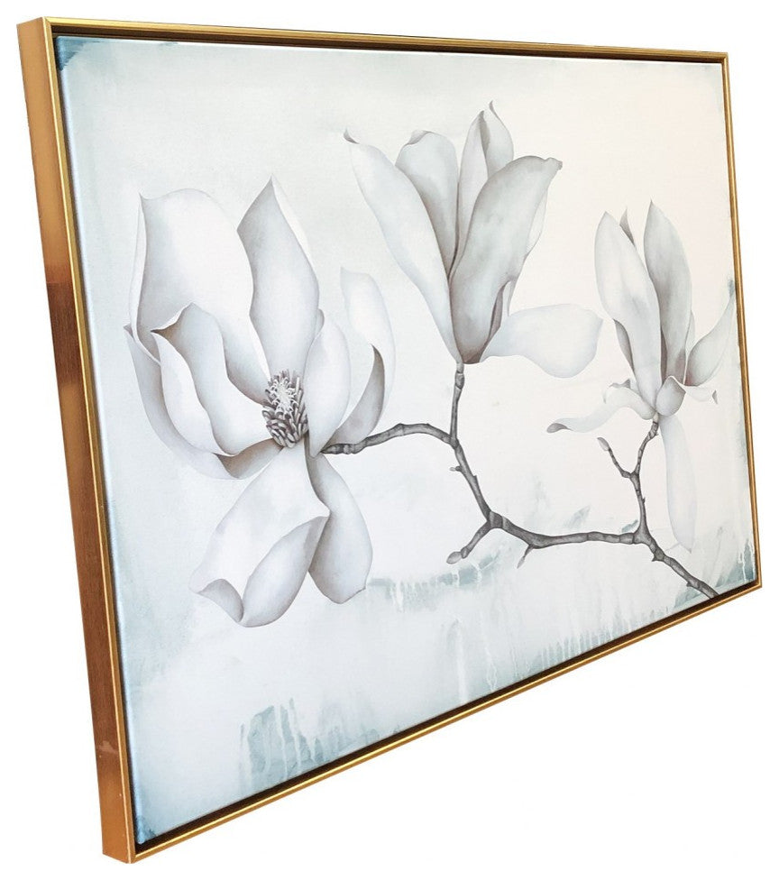 Gorgeous Magnolia Blossom Branch Framed Canvas Wall Art