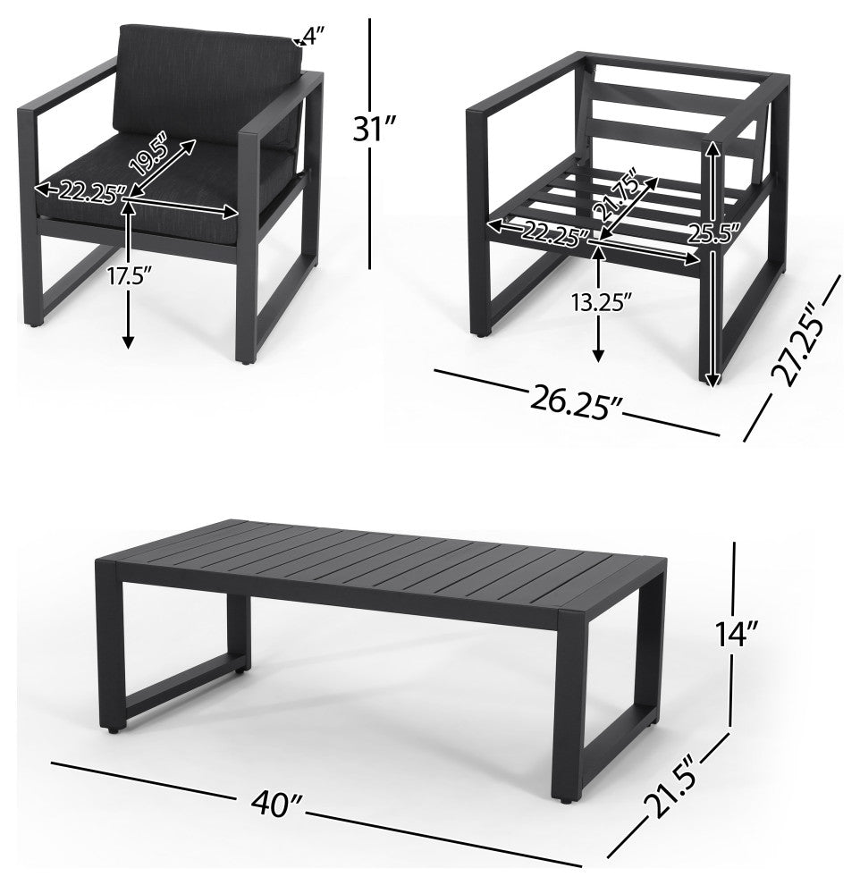 4-Piece Nealie Dark Gray Chat Set