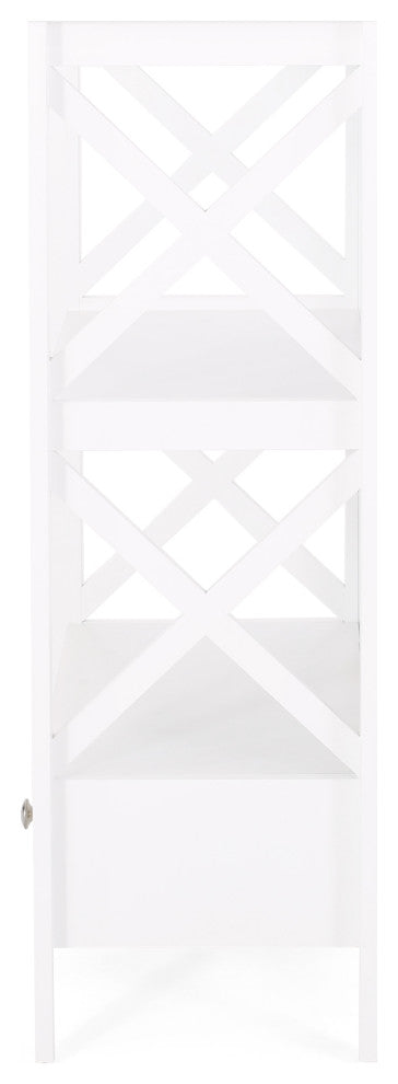 Lewis Bathroom Floor Storage Rack With Drawers, White