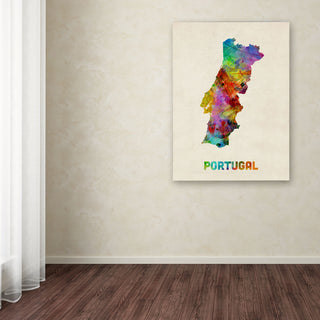 'Portugal Watercolor Map' Canvas Art by Michael Tompsett
