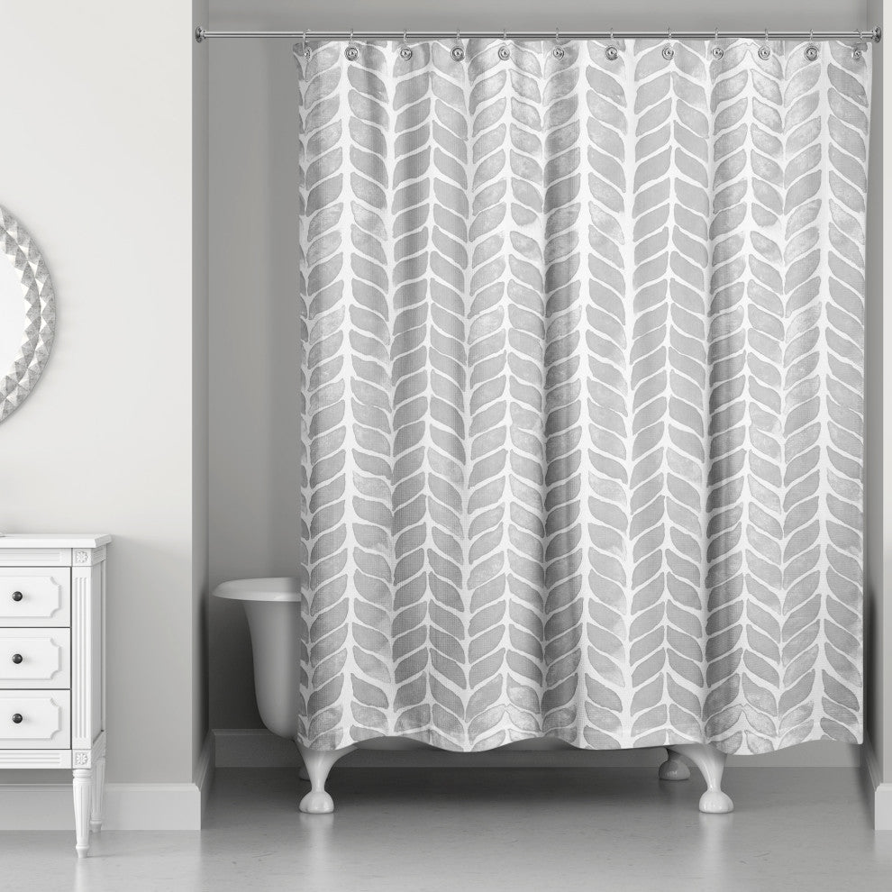 Gray Petal Pattern 71x74 Shower Curtain