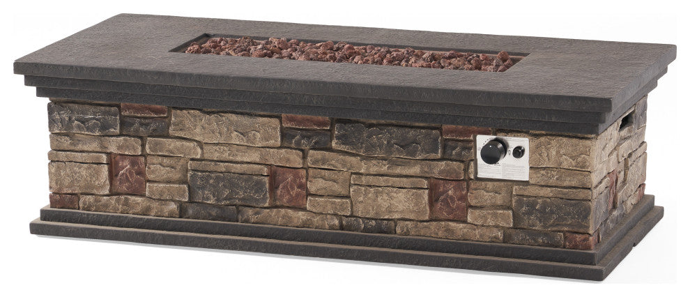 Troy Outdoor 50,000 BTU Lightweight Concrete Fire Pit, No Tank Holder